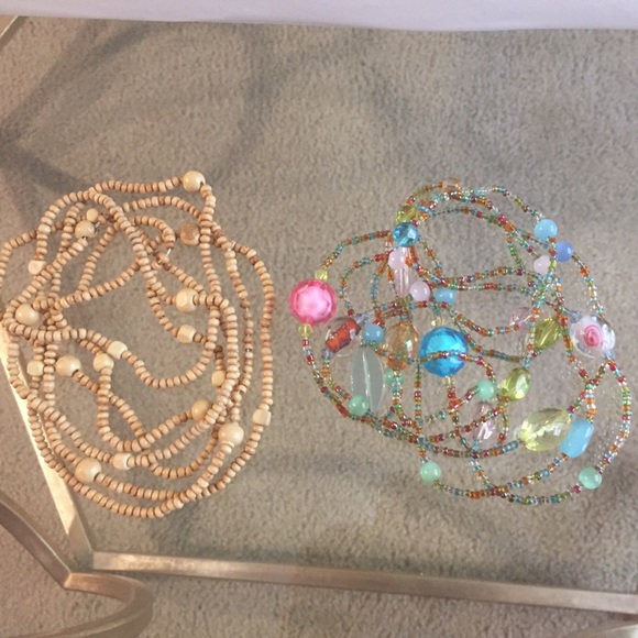 2 LOTS necklaces long tiny beaded long colorful - Picture 2 of 8